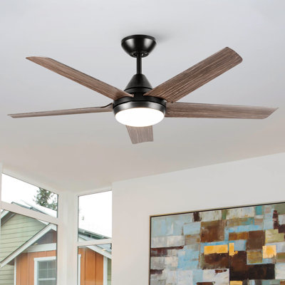 Modern 48''/56'' 5-Blade LED Standard Indoor Ceiling Fan with Remote Control and Light Kit Included