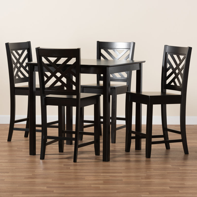 4 - Person Four Leg Dining Set, Dark Brown