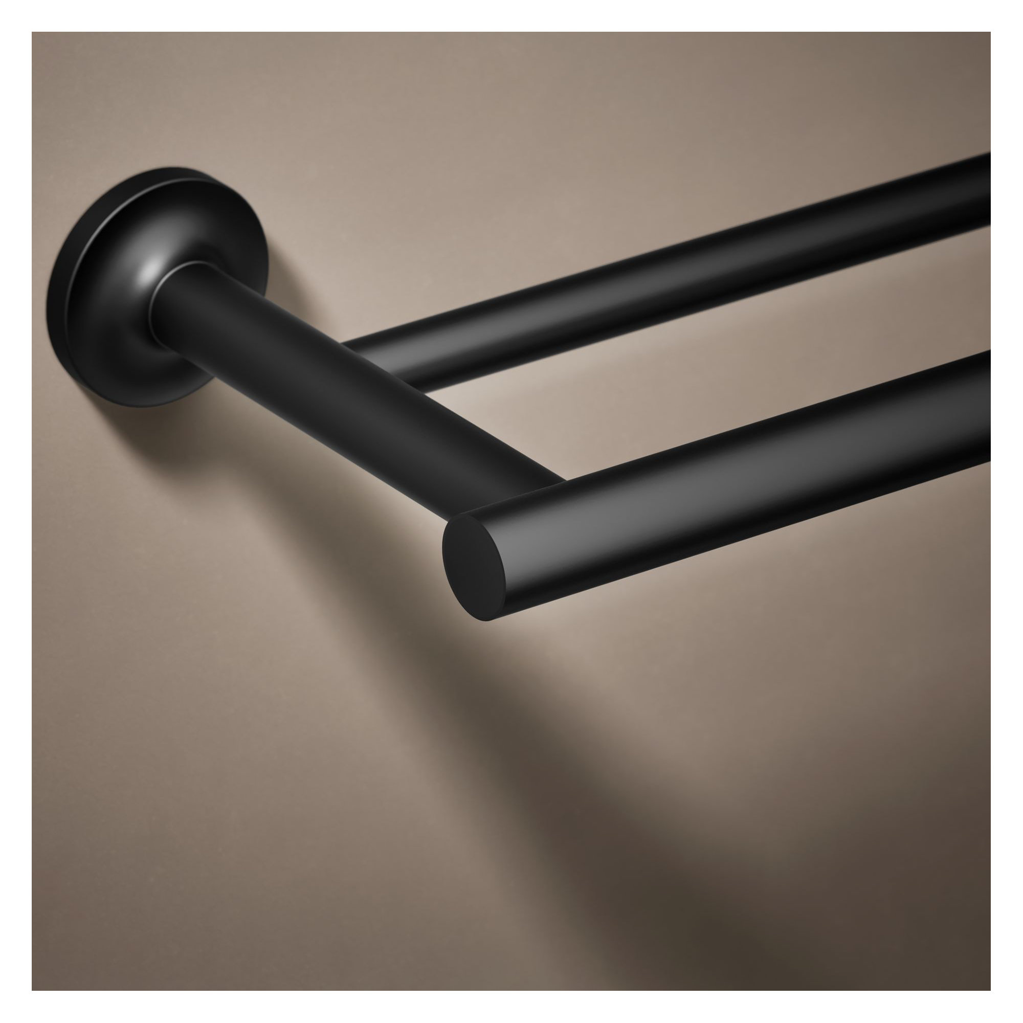 Purist Double 24" Wall Mounted Towel Bar, Matte Black