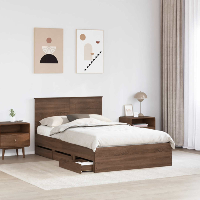 Bed, Brown Oak, Double (4'6)