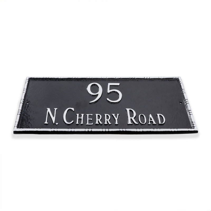 Lincoln 2-Line Wall Address Plaque, Navy / Silver