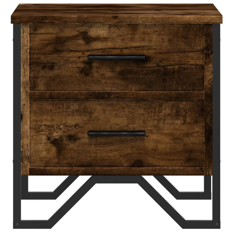 Aimilios 40cm W Metal Bedside Table, Smoked Oak