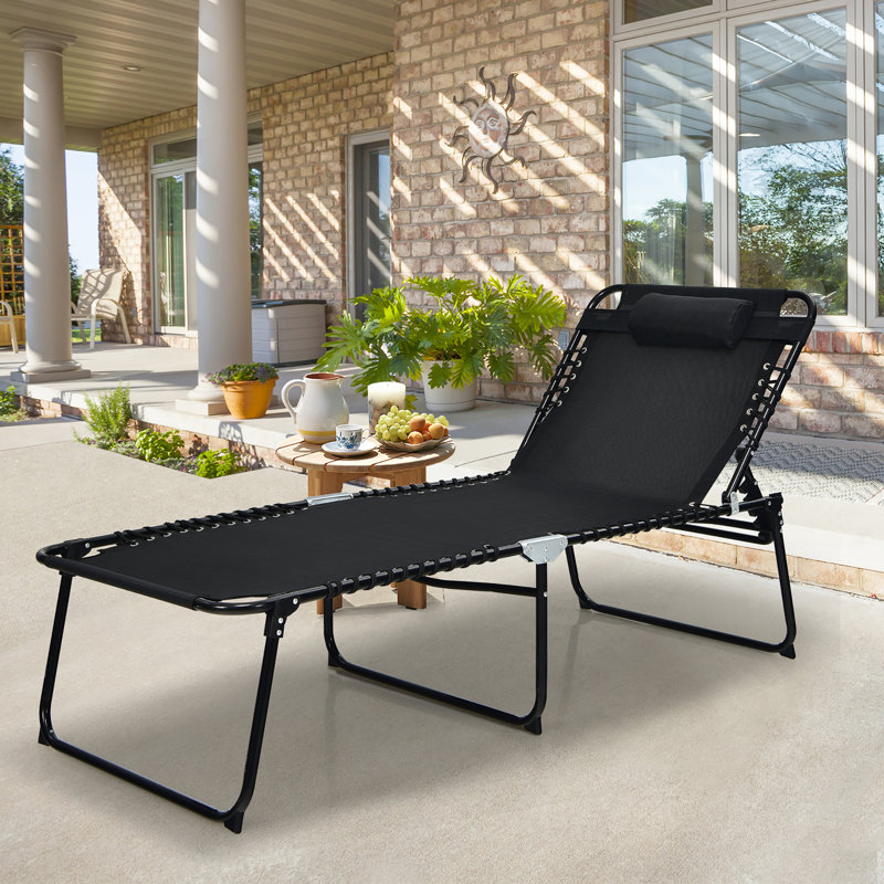 Juwariya Outdoor Metal Chaise Lounge, Black