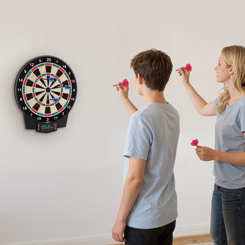 Jeu de fléchettes électronique, cible de 15,5 po avec 43 jeux et plus de 320 variations pour jusqu'à 8 joueurs, 6 fléchettes avec volées et 50 pointes douces, écran de pointage ACL couleur pour la salle de jeux