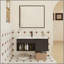 Meuble-lavabo flottant mural 36 po avec lavabo en céramique 36 po - Armoire moderne en chêne foncé avec tablette ouverte et porte à fermeture en douceur, rangement spacieux (robinet et drain non inclus)
