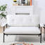 53 po de couleur beige avec mélange de tissu, cadre en métal noir, convient à divers styles de décoration intérieure américaine à rayures, siège double, chambre à coucher et bureau