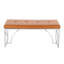 Banc contemporain en métal argenté et similicuir brun clair-2129093617