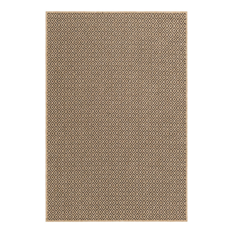 Tapis géométrique brun en polypropylène tissé à la machine Daphne, Rectangle 4 pi 3 po x 6 pi 1 po