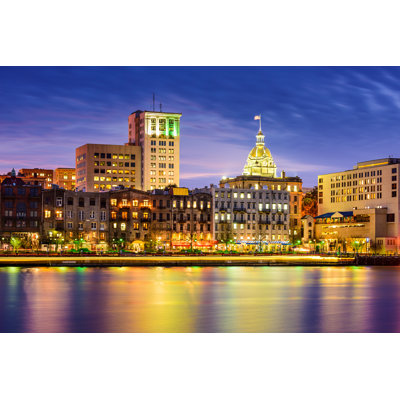 Yokine Riverfront Skyline, Savannah, Georgia by SeanPavonePhoto - Wrapped Canvas Print
