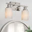 Applique murale 2 lumières en nickel brossé avec abat-jour en verre blanc laiteux, lampe murale Classic Home-128985063