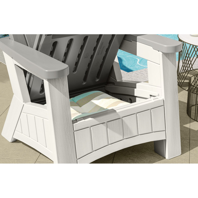 Dove Gray and White Resin Adirondack Chair with Storage