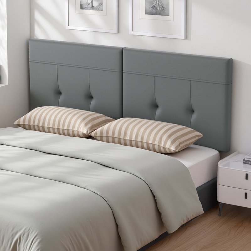 Upholstered King Size Headboard,Sturdy Metal Legs,Tufted Upholstery Design, King, Ivory