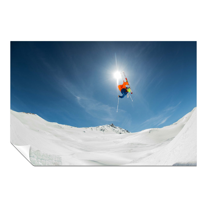 Snow Mountain Backflip Skier - No Frame Print, 20cm H x 31cm W
