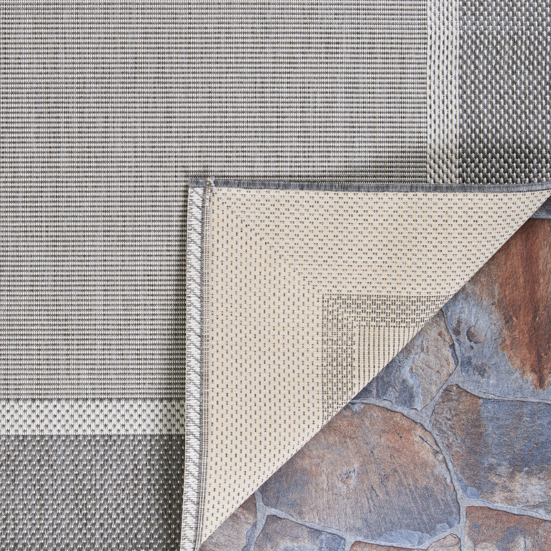 Fierce Banda Beige-Gray Indoor/Outdoor Round Rug, Rectangle 8'6" x 13'