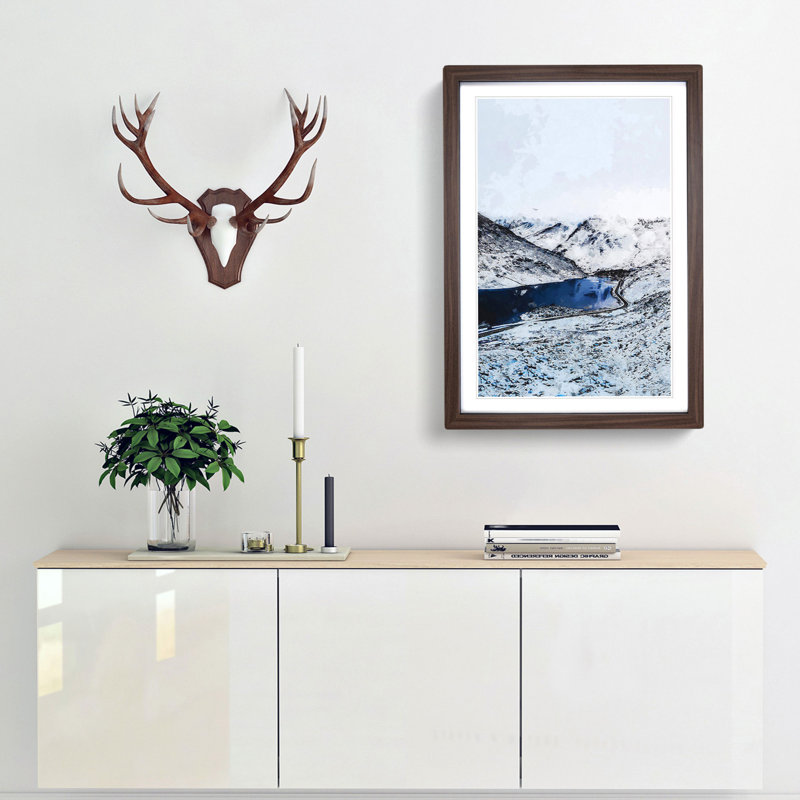 Tryfan Mountain in Snowdonia Wales - Picture Frame Graphic Art Print, 91cm H x 60cm W x 2cm D, Walnut