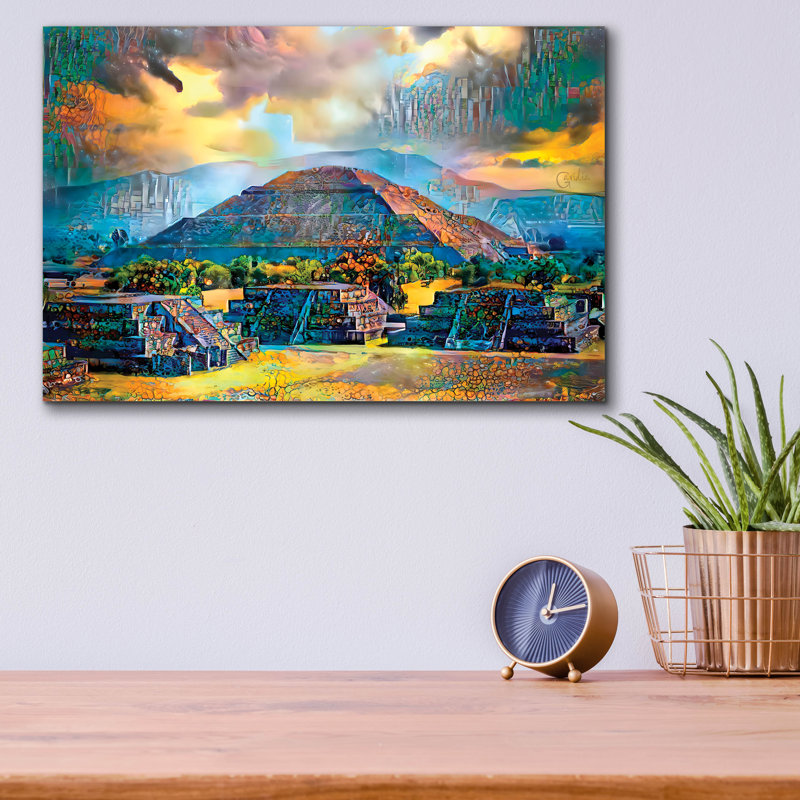  «Teotihuacan» par Pierre Gavidia, art mural en verre acrylique, 16 po x 12 po