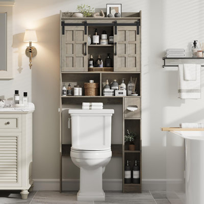 Armoire de rangement au-dessus de la toilette avec portes coulissantes