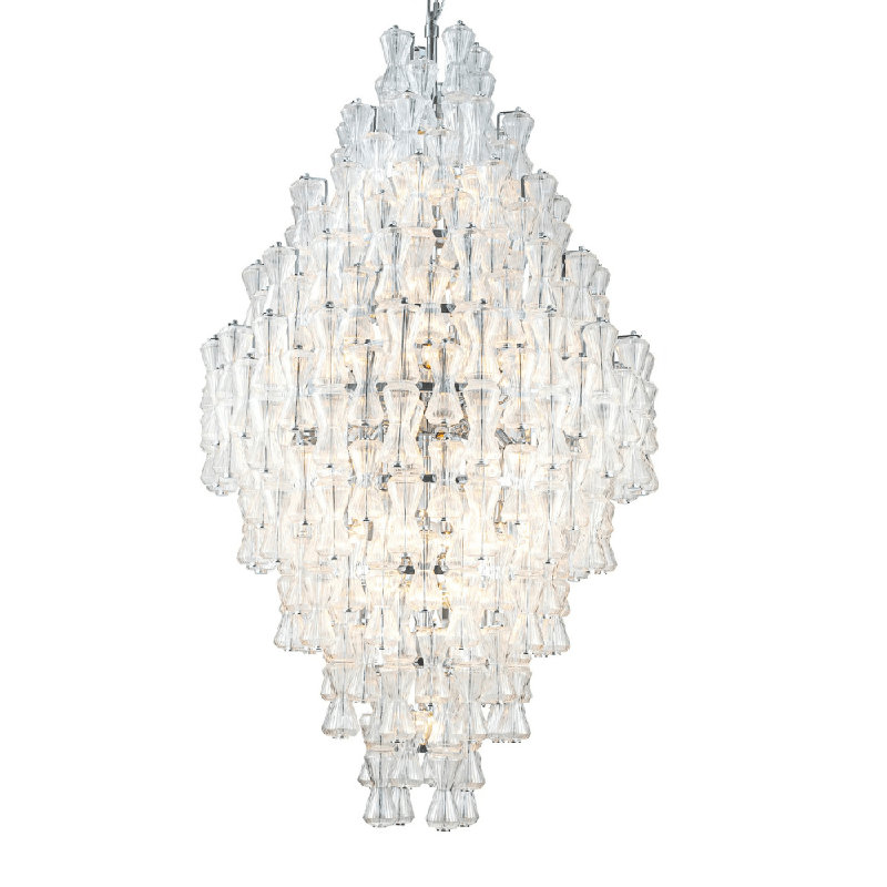 Geier 42" Clear Color Chandelier, Chrome