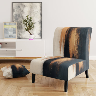 Fauteuil de chambre abstrait et moderne tapissier transitionnel beige et noir