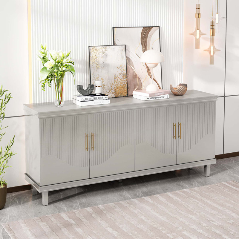 Large Size 4-Door Cabinet, Champagne, 32.28" H x 70.07" W x 15.75" D
