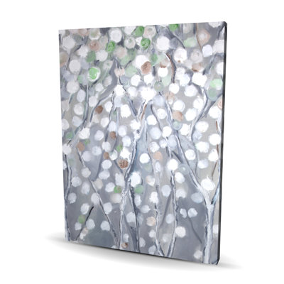 Arbres blancs sur fond gris | Toile paysage contemporain