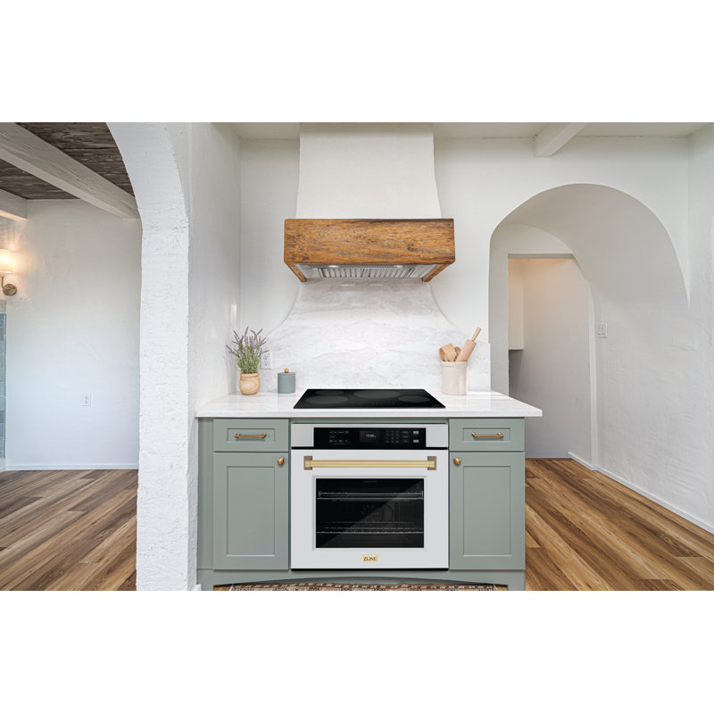 ZLINE 30 in. Autograph Wall Oven w/ Air Fry and Self Clean w/ White Black Accents, Champagne Bronze