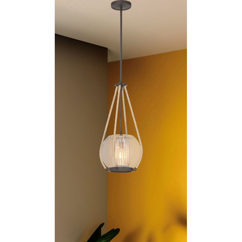 Luminaire suspendu en bronze sable à 1 lumière Ayob, H 21,88 po x l 11 po x P 11 po