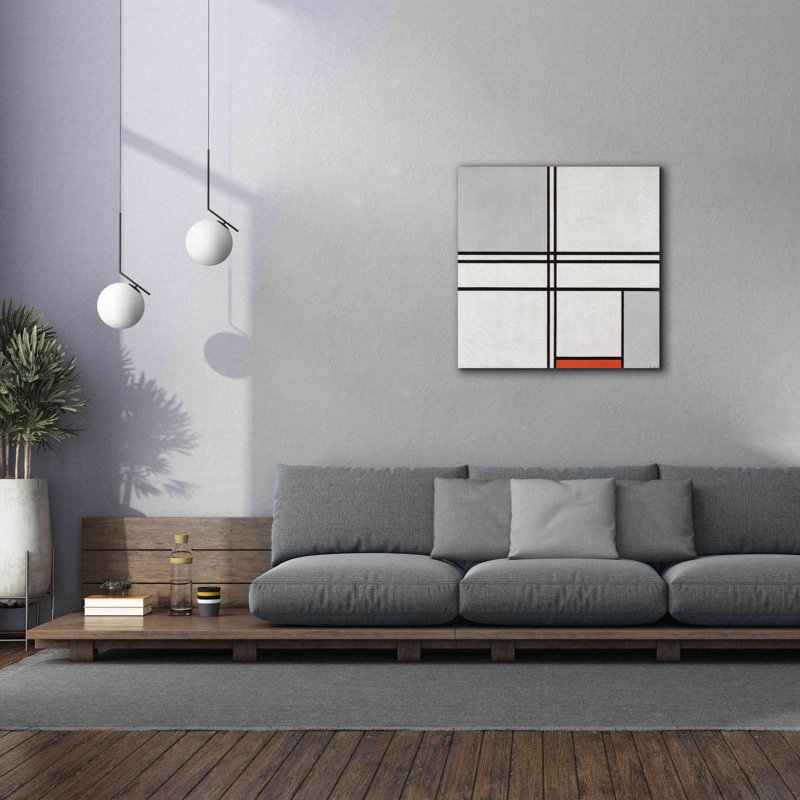 «Eolande Composition No. 1 Grey and Red», 1935 sur toile par Piet Mondrian, H 37 po x l 37 po x P 1,5 po