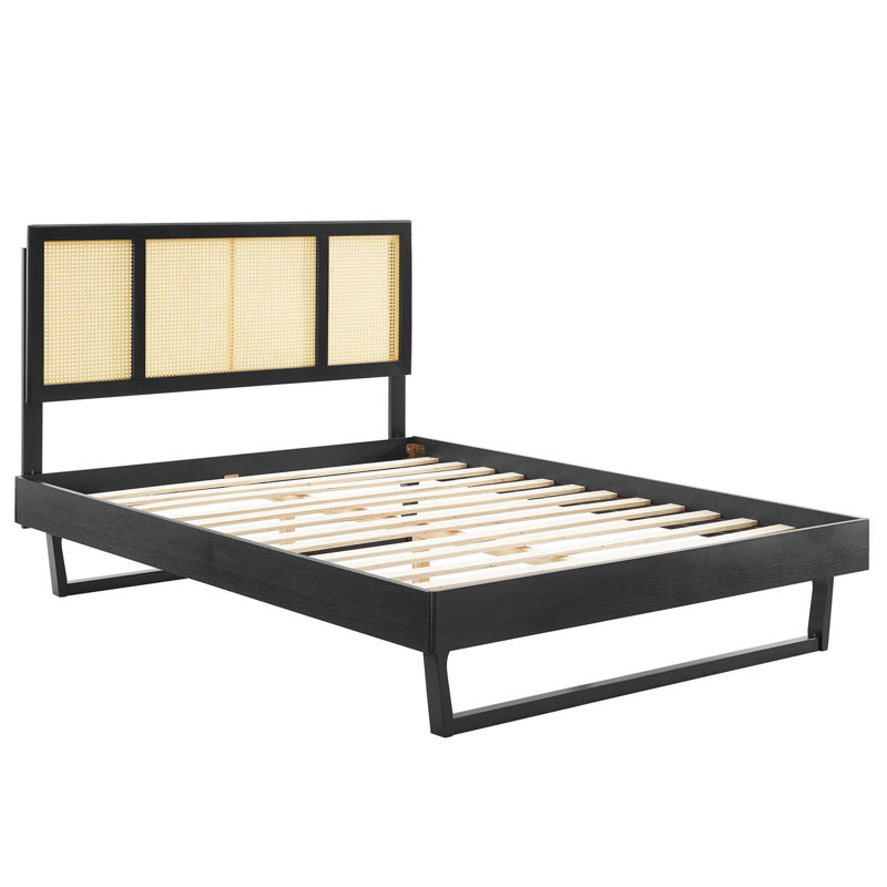 Lit plateforme avec pieds angulaires Kelsea, Noir, Double