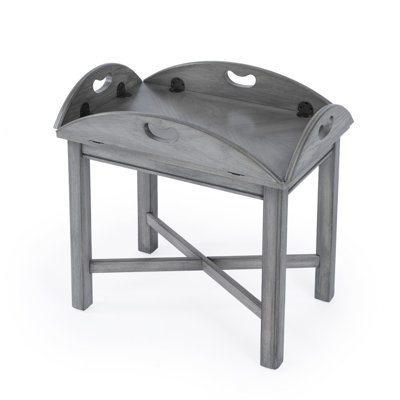 Zamira 30" Powder Grey Oval Distressed Adjustable Shape Coffee Table