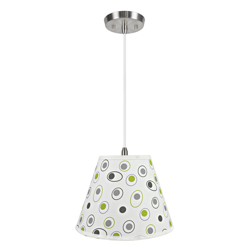 Dominick 1 - Light Satin Nickel Single Pendant, Cream Solid Color, 9'' H x 12'' W x 6'' D