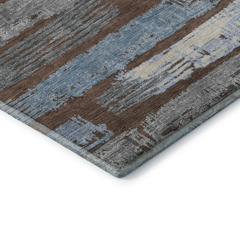 Premium Machine Washable Slesnick AMF1665 Stripes Rug, Rectangle 3' x 5'
