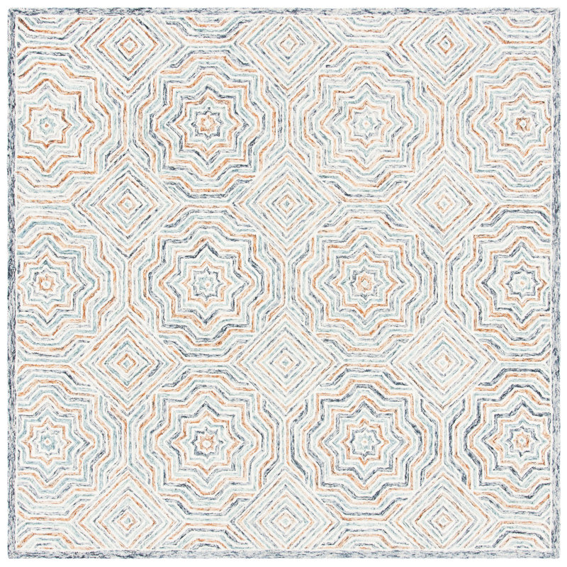 Daly Hand Tufted Wool Geometric Rug, Square 7'
