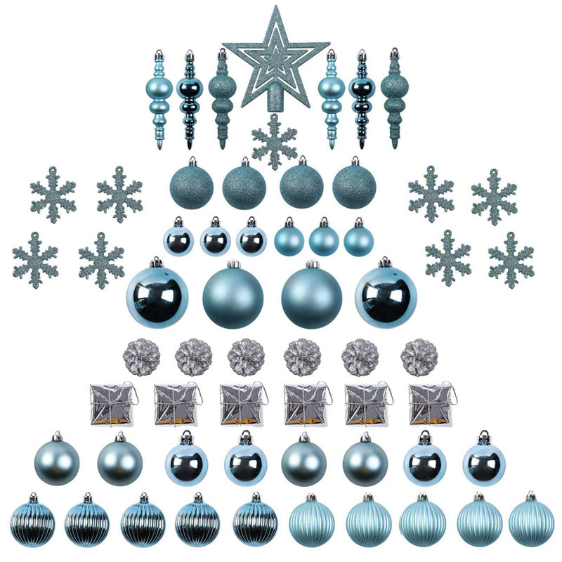 Ensemble de 60 boules de Noël décoratives, Bleu