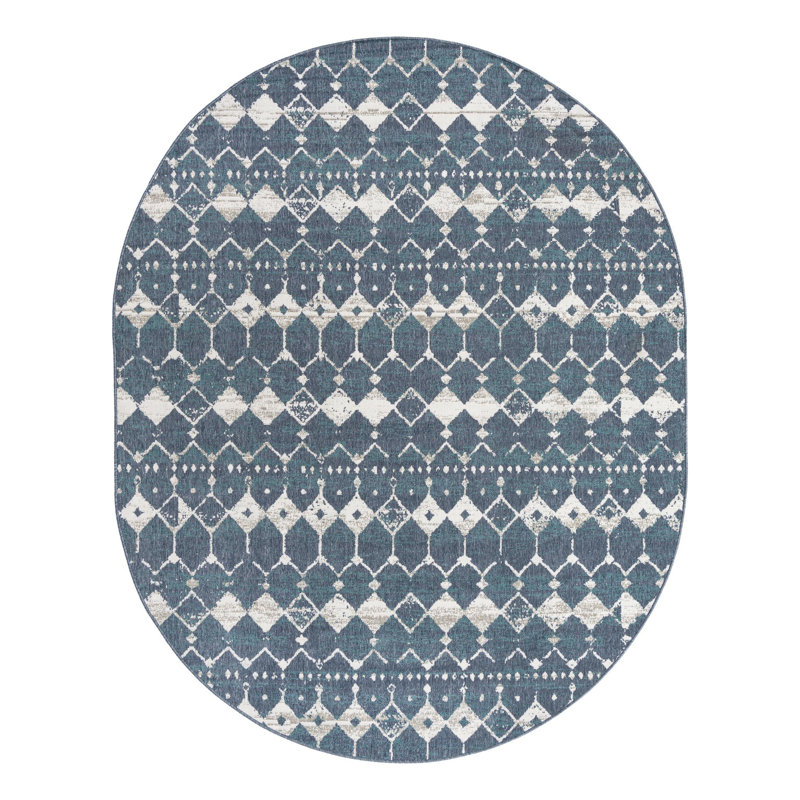 Geometric Indoor / Outdoor Rug, Oval 7'10" x 10'