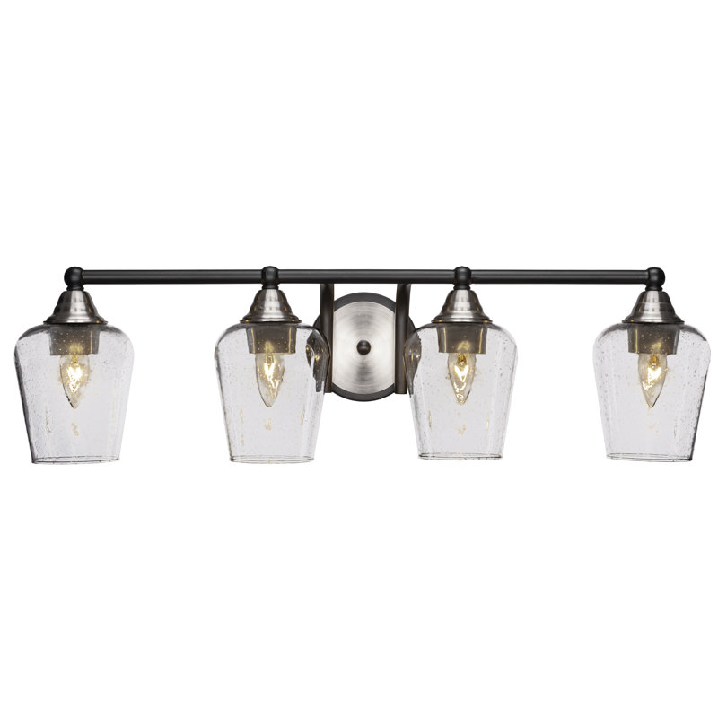 Barre d'éclairage de salle de bain 4 lumières Achen, Noir mat