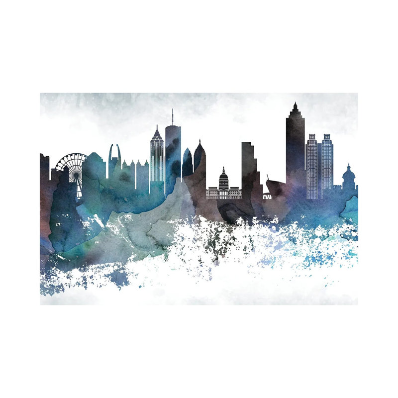 Atlanta Bluish Skylines - Wrapped Canvas Print, 20.32cm H x 30.48cm W