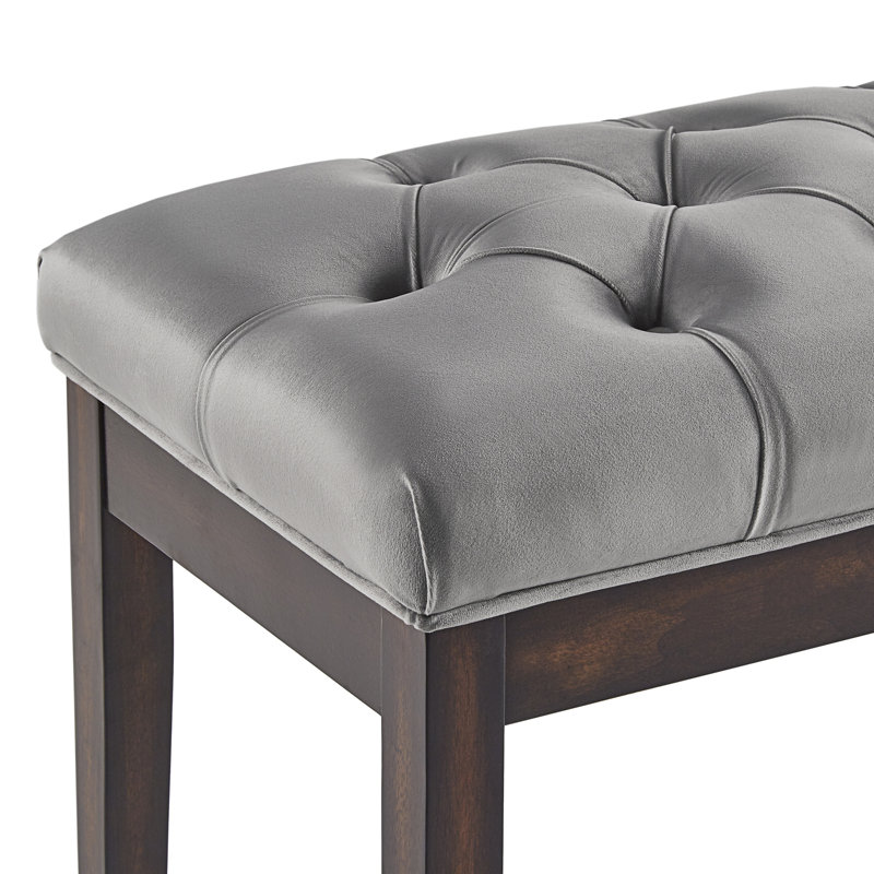 Banc en bois Dukinfield, Velours gris, Espresso