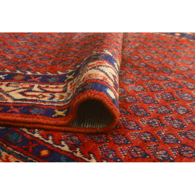 One-of-a-Kind 3'6" x 10'4" 1980s Runner Wool Area Rug in Beige and Blue