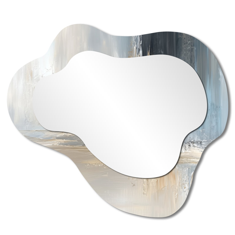 Gris, blanc, noir, blanc, écho, miroir mural décoratif abstrait, miroir de coiffeuse moderne, imprimé sur métal