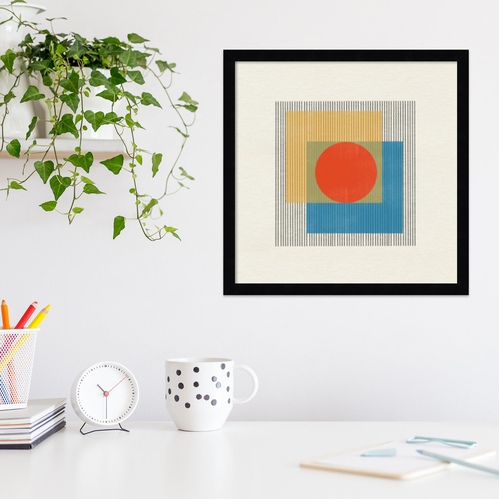 Midcentury Modern Object No 3 by Miuus, Black, 25" H x 25" W x 1" D