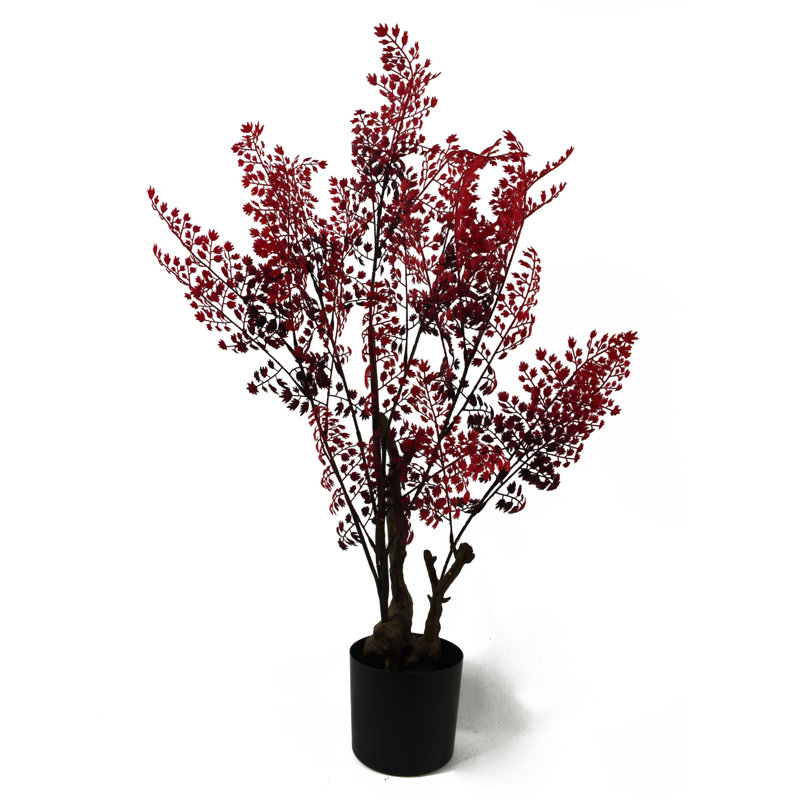 70cm Faux Foliage Plant in Pot, Red