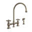 Whitehaus Collection Bridge Faucet with Long Gooseneck Swivel Spout, Lever Handles and Solid Brass Side Spray-1313783641-1319394653