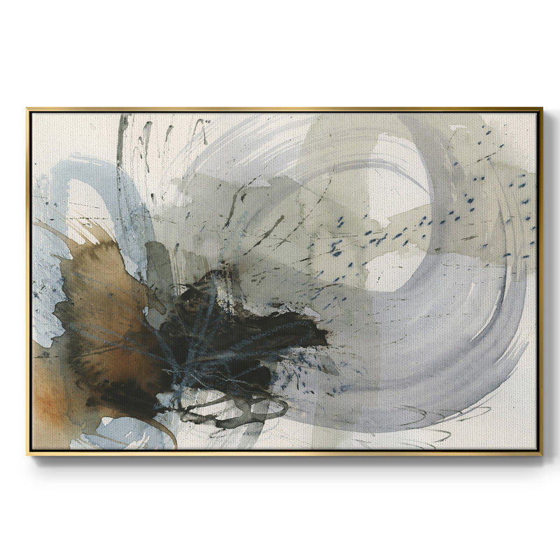 Orbital Burst II, peinture sur toile encadrée, Encadrement doré, H 25 po x l 37 po x P 2 po