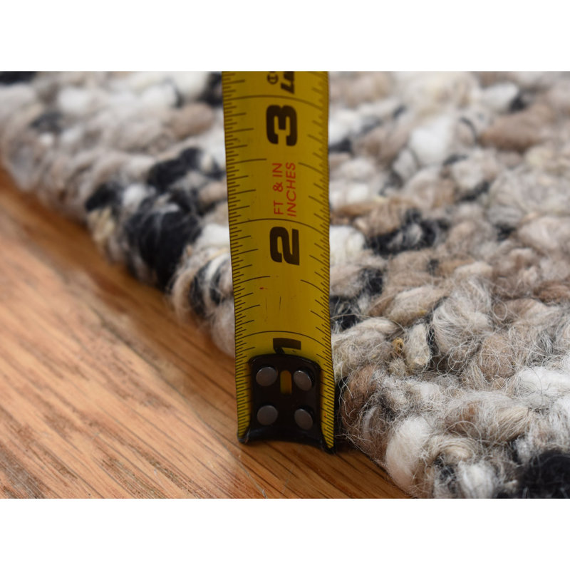 1'9"x1'9" Ivory Wool Hand Knotted Salt and Pepper Design Square Rug 1D67D1AA478B42DDBAC2740E539F6872