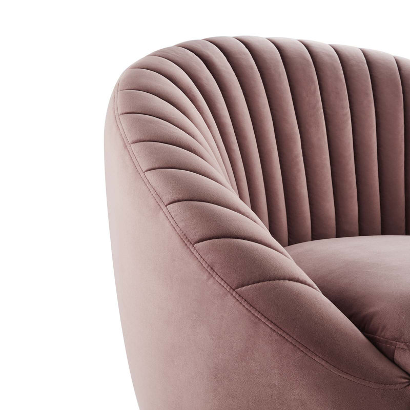 Chaise pivotante en velours rose performance performance Whirr, Velours vieux rose