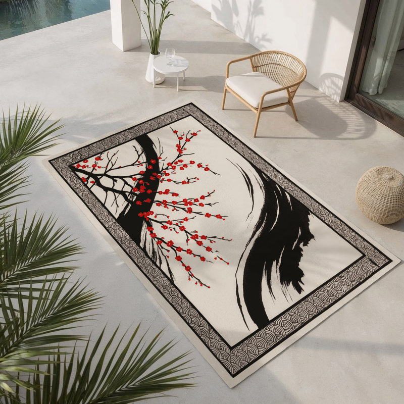 Tapis intérieur et extérieur Whispering Blossoms, Rectangle 1 pi 6 po x 2 pi 6 po
