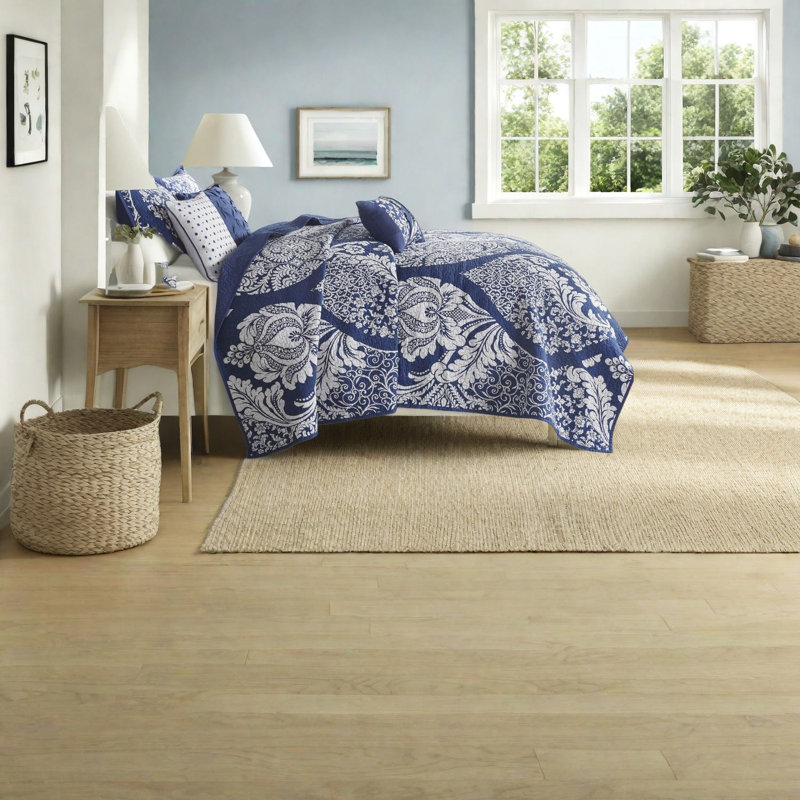 Ensemble de literie luxueux en coton indigo avec coussins décoratifs pour la maison