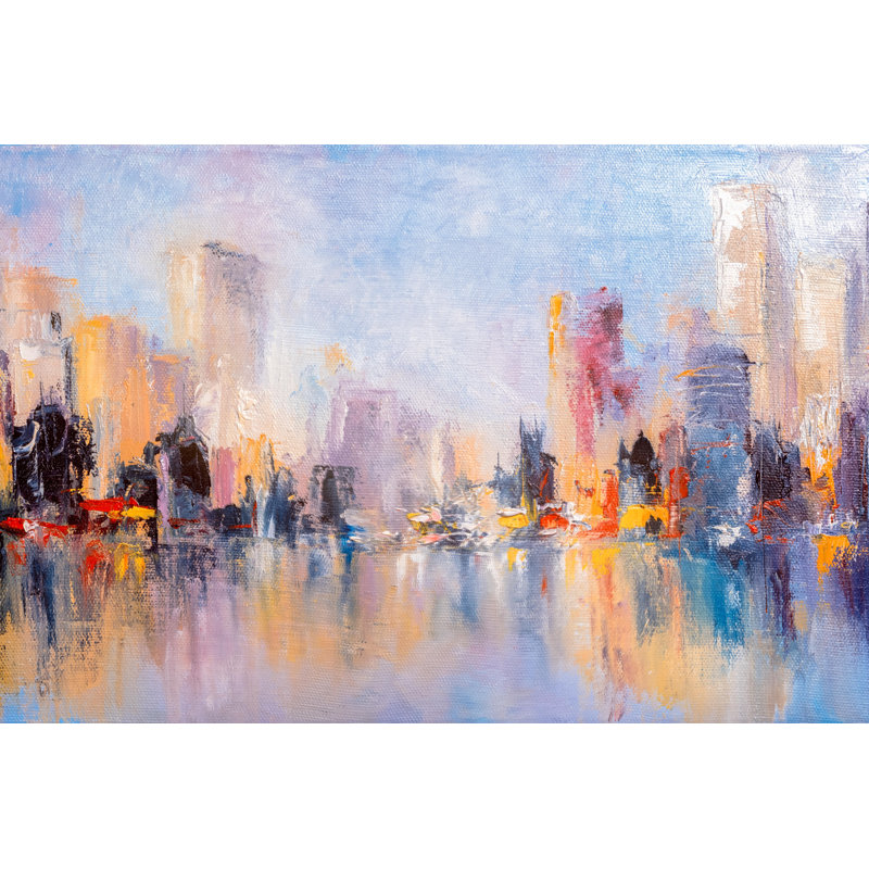 Skyline City View - Wrapped Canvas Painting, 51cm H x 76cm W x 3.8cm D