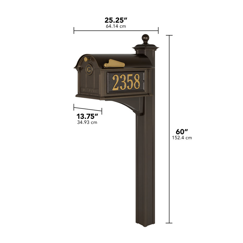 Balmoral Post Mounted Mailbox, French Bronze, Yes